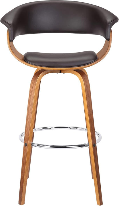 Armen Living Julyssa Mid-Century Swivel Counter Height Barstool, 26", Brown