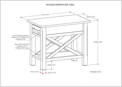 SIMPLIHOME Kitchener SOLID WOOD 14 inch Wide Rectangle Contemporary Narrow Side Table in Farmhouse Grey for the Living Room and Bedroom