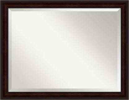 Amanti Art Brown Bathroom Mirror for Over Sink, 35x45 Coffee Bean Brown Rectangle Vanity Mirror, X-Large Casual Frame, Hangs Horizonally and Vertically, Bathroom Wall Decor, Beveled Edge from WI, USA