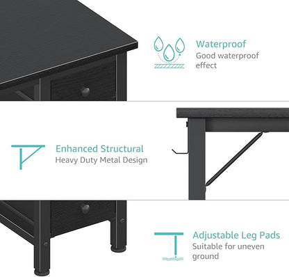 Lufeiya Small Gaming Desk with 4 Fabric Drawers, 40 Inch Kids Girls Teen Cute Study Desk for Bedroom, Reversible Work Computer Writing Table Desks for Small Space Home Office, Black