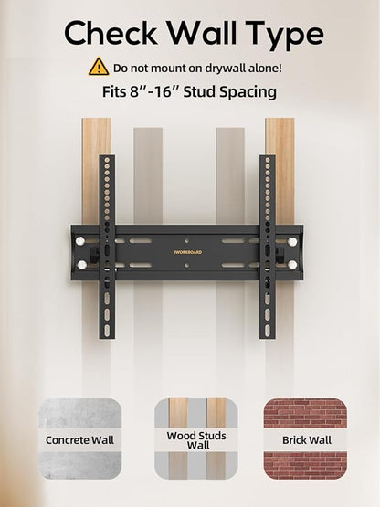 40 50 55 inch Tilting TV Wall Mount for 24-65 '' TVs, Low Profile TV Mount, Ultra Slim Wall Mounts TVs Bracket, Max VESA 400x400mm, 99 lbs & 16 inch Studs, Fit Most 32+ 42 43 45 Screen