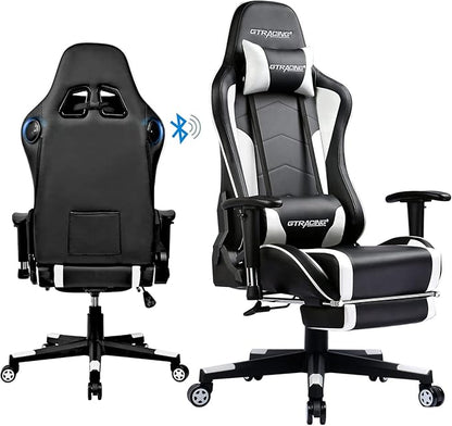 GTRACING Gaming Chair with Footrest Speakers Video Game Chair Bluetooth Music Heavy Duty Ergonomic Computer Office Desk Chair