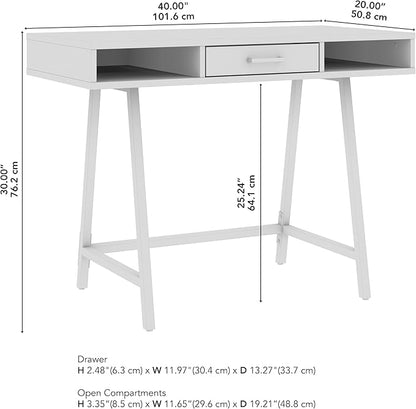 Bush Furniture Steele 40W Writing Desk in Dark Gray Hickory | Computer Table for Home Office Workspace