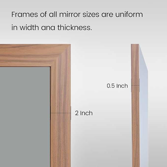 Amorho Bathroom Mirror, 20X30 Inch Wall Mirror, Walnut Wood Grain Metal Framed, Anti-Rust, Hang Horizontally/Vertically, Suitable for Bedroom, Farmhouse, Bathroom, Decorative