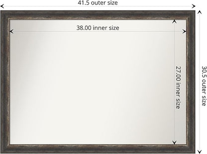 Amanti Art Brown Bathroom Mirror for Over Sink, 32x43 Bark Rustic Char Rectangle Vanity Mirror, X-Large Country Rustic Frame, Hangs Horizonally and Vertically, Bathroom Wall Decor, Non-Beveled Edge