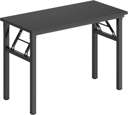 DlandHome Computer Desk Folding Table 39.4 inches Writing Desk for Small Space Study Table Laptop Desk No Assembly Required Black&Black