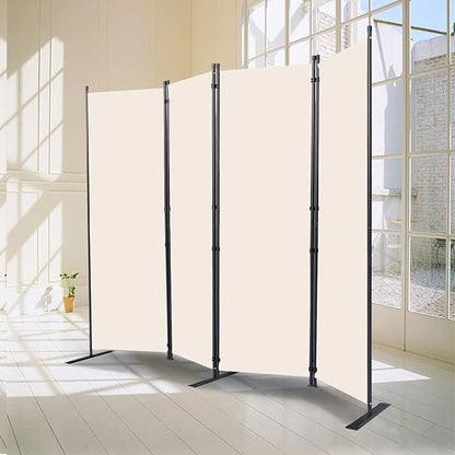 Room Divider, 4 Panel Folding Privacy Screens with Wider Support Feet, 6 Ft Portable Room Partition for Room Separator, 88" W X 71" H, Beige