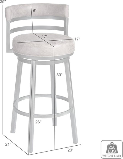 Armen Living Madrid 30" Seat Height Swivel Modern Bandero Tobacco Modern Faux Leather and Mineral Finish Bar Stool for Kitchen Island Counter