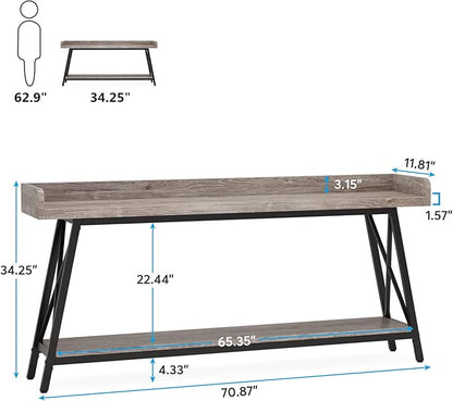 Tribesigns 70.9 inch Extra Long Console Table Behind Couch, Rustic Industrial Sofa Table for Living Room, Narrow Entryway Hallway Long Bar Table (Grey)