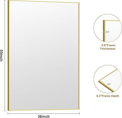 KOCUUY Large Gold Bathroom Mirror, 55x36 inch Rectangular Mirror for Bathroom Sink, Oversized Wall Mirror with Metal Gold Frame for Living Room, Farmhouse, Entryway, Hang Horizontal/Vertical