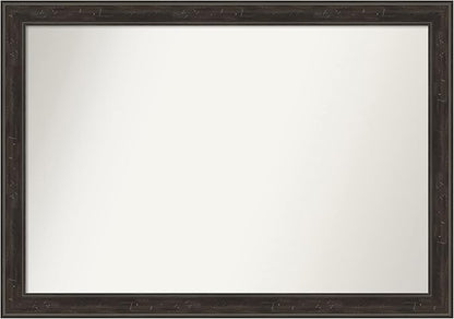 Amanti Art Brown Bathroom Mirror for Over Sink, 28x40 Shipwreck Greywash Narrow Rectangle Vanity Mirror, Large Traditional Frame, Hangs Horizonally and Vertically, Bathroom Wall Decor, Non-Beveled