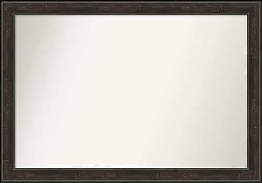 Amanti Art Brown Bathroom Mirror for Over Sink, 28x40 Shipwreck Greywash Narrow Rectangle Vanity Mirror, Large Traditional Frame, Hangs Horizonally and Vertically, Bathroom Wall Decor, Non-Beveled