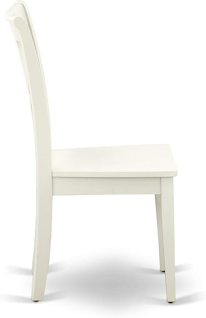 East West Furniture HBCL5-LWH-W 5 Piece Dining Set Includes a Round Dining Room Table with Pedestal and 4 Kitchen Chairs, 42x42 Inch, Linen White