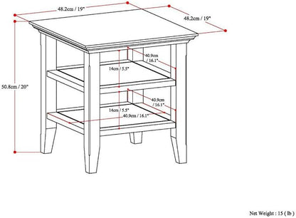 SIMPLIHOME Acadian SOLID WOOD 19 inch Wide Square Transitional End Table in Farmhouse Grey for the Living Room and Bedroom