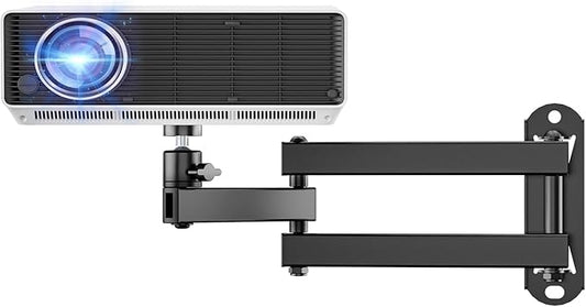 WALI Foldable Projector Wall Mount Universal Adjustable Wall Projector Mount Aluminum Alloy Projectors Stand,1/4" M4 M6 Screw Size,(1330LM-PM), Black