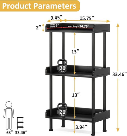 Hosfais Bookshelf Small Book Shelf, 3 Tier Wood Bookcase Industrial Bookshelf with Edge Protection Metal Standing Book Shelves Display Book Rack for Living Room Bedroom Home Office (Black)