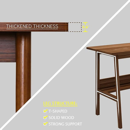 2-Person Writing Desk with Bookshelf - 110" Wooden Extra Long Home Office Work Table, Double Study Computer Workstation with Storage Shelves in Walnut, 110" W x 24" D