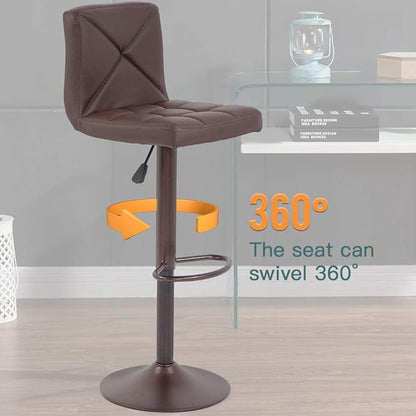 BestOffice Bar Stools Set of 2, PU Leather Swivel Bar Stools Kitchen Counter Height Bar Chairs with Hydraulic Adjustable for Kitchen, Dining Room and Restaurants