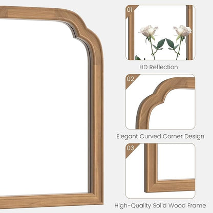 WallBeyond Wood Frame Wall Mirror Decor for Entryway, Living Room or Bedroom Home Decor - Light Woodgrain [16" x 20" Honey-Colored]