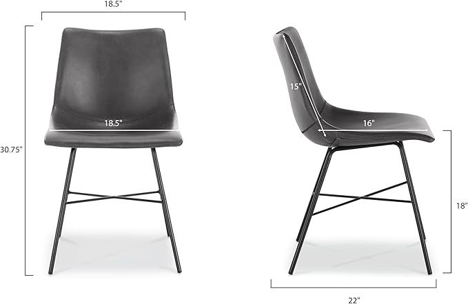 Poly and Bark Paxton Dining Chair, Set of 2 Grey