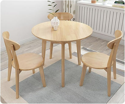Simplicity Solid Wood Dining Table, Round for 2-4, Natural Wood Furniture for Small Space, 31.5 Inches Coffee Table, Easy Assembly