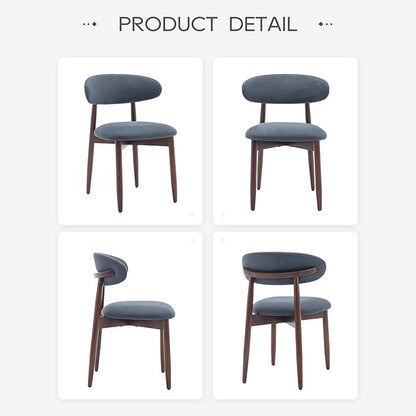 COLAMY Wooden Dining Chairs Set of 4, Modern Fabric Upholstered Kitchen Chairs, Farmhouse Dining Room Chair with Foot Pegs, Blue