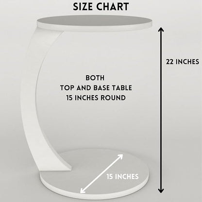 C Shaped End Table for Couch Small Places, Space Saver Round Side Table for Sofa and Bedside with Wheel, Coffee and Eating Snack Time Tray for Living Room, Office (White)