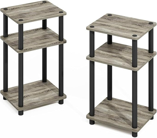 Furinno Turn-N-Tube Easy Assembly Stackable Standing Shelf, French Oak/Black