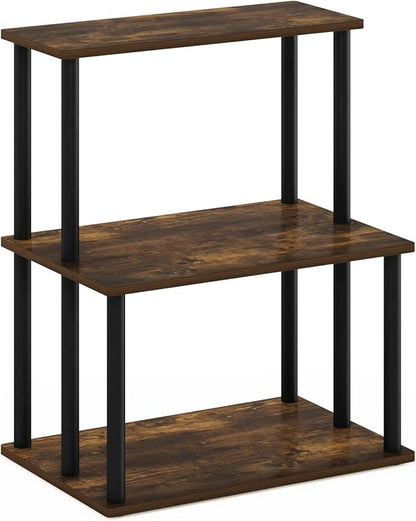 Furinno Turn-N-Tube 3-Tier Toolless Kitchen Storage Shelf, Amber Pine/Black