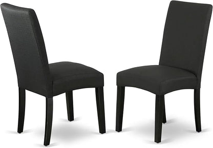 East West Furniture V677DR124-6 6 Piece Dining Table Set Contains a Rectangle Wooden Table with V-Legs and 4 Black Color Linen Fabric Parson Chairs with a Bench, 40x72 Inch, Multi-Color