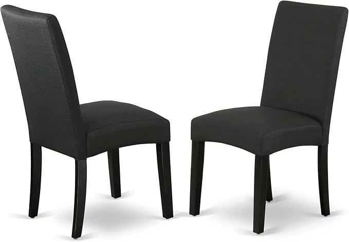 East West Furniture V696DR124-6 6 Piece Kitchen Table Set Contains a Rectangle Dining Table with V-Legs and 4 Black Color Linen Fabric Parson Chairs with a Bench, 36x60 Inch, Multi-Color