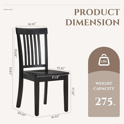 COLAMY Wooden Dining Room Chairs Set of 2, Spindle High Back Windsor Kitchen Side Chair, Farmhouse Dining Chairs for Kitchen, Dining Room, Dark Brown