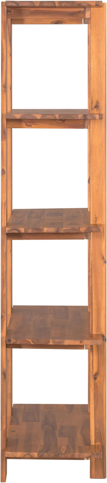 Christopher Knight Home Milio Modern 4 Shelf Bookcase, Acacia Solid Wood Book Organizer with Non-Slip Foot Pads, Sturdy Open Storage Shelf, Big Book Shelf, Floor Standing Unit, 70.20'' Height, Teak
