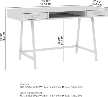 Bush Furniture Steele 54W Writing Desk in Dark Gray Hickory | Computer Table for Home Office Workspace
