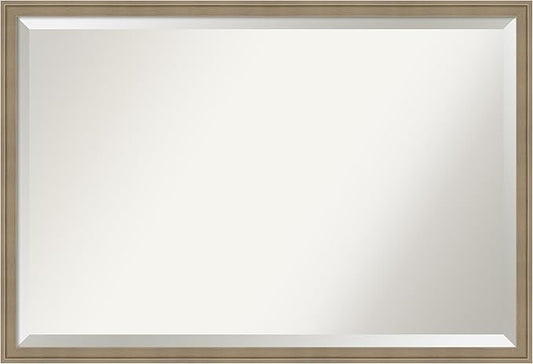 Amanti Art Brown Bathroom Mirror for Over Sink, 26x38 Florence Light Brown Rectangle Vanity Mirror, Large Casual Frame, Hangs Horizonally and Vertically, Bathroom Wall Decor, Beveled Edge from WI, USA