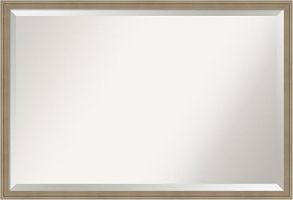 Amanti Art Brown Wall Mirror 26x38 Florence Light Brown Rectangle Bathroom Mirror for Wall Decor Living Room, Large Casual Frame, Hangs Horizonally and Vertically, Bathroom Decor, Beveled Edge from WI