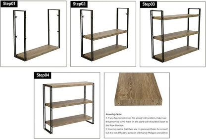 3 Tier Bookshelf Rustic Industrial Bookcase with Modern Open Wood Shelves, Sonoma Oak