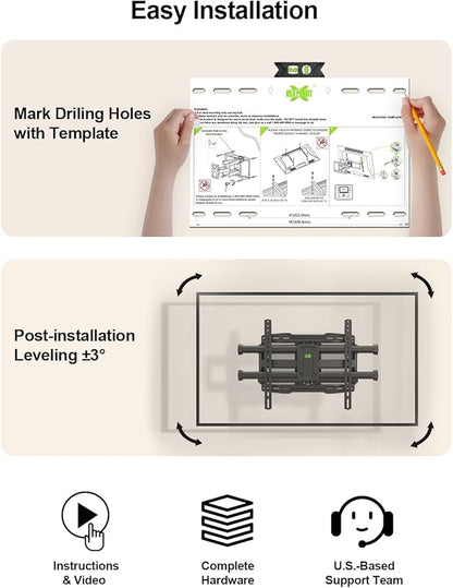 USX MOUNT Full Motion TV Wall Mount for Most 37-82 Inch TV up to 132lbs, TV Mount Articulating with Swivel, Tilt & Extension, Wall Mounts T V Bracket for VESA 600x400mm 400x300mm, Max 16" Wood Studs