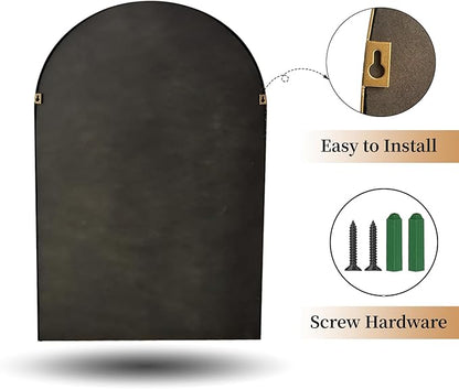 ironsmithn Gold Arched Mirror, 24"x40" Beaded Frame Arch Mirrors, Marlowe Decorative Accent Mirrors for Fireplace Bedroom Bathroom Living Room Entryway