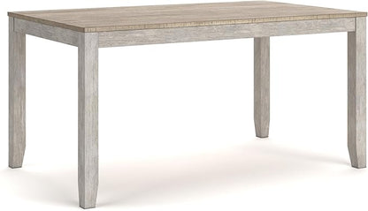 Signature Design by Ashley Skempton Cottage Dining Room Table Set with 6 Upholstered Chairs, Whitewash