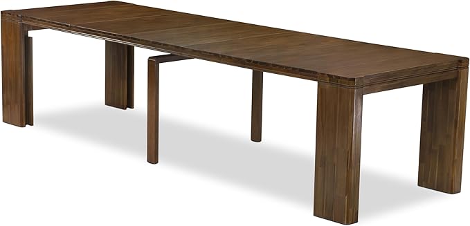 X02FO-2C8-18 - 6 Pieces Dining Table Set includes an Extendable Rectangle Kitchen Table, 1 Coffee Table, 2 Dining Chairs and 2 Modern Benches, 39x120 Inch, Antique Walnut