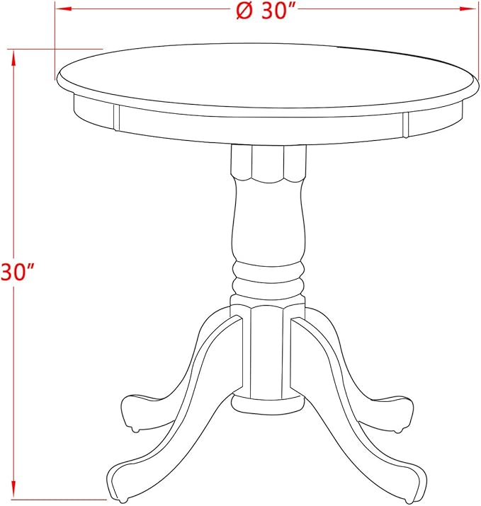 East West Furniture ESCE3-MAH-10 3 Piece Kitchen Table Set Contains a Round Dining Room Table with Pedestal and 2 Dahlia Linen Fabric Parsons Dining Chairs, 30x30 Inch, Mahogany