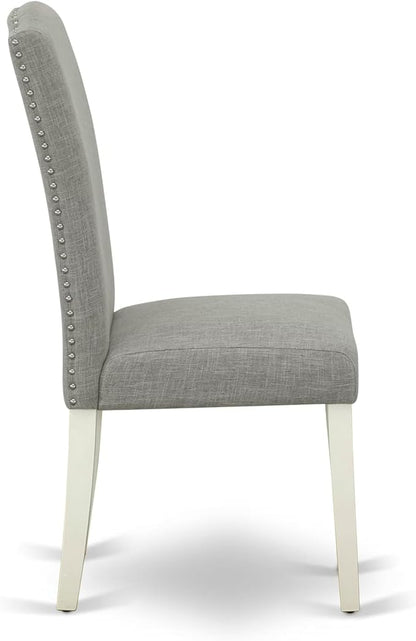 East West Furniture V077EN206-6 6 Piece Dinette Set Contains a Rectangle Dining Table with V-Legs and 4 Dark Shitake Linen Fabric Parson Chairs with a Bench, 40x72 Inch, Multi-Color
