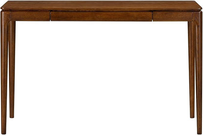 NTC Mingle Modern Wooden Rectangle Desk Table with Hidden Drawer – Waterproof & Heat Resistant, Dark Walnut