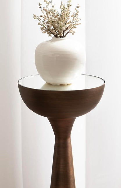 Kate and Laurel Chandon Mid-Century Sophisticated Drink Table; 8 x 8 x 23; Bronze; Glam Sculptural Plant Pedestal Table for Use as Antique Mini Table or Bathtub Accent Table