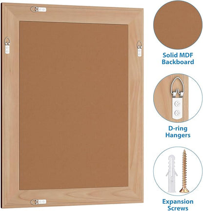 Rattan Wall Mirror with Wooden Framed 24 X 32 inch Farmhouse Rectangle Wood Mirror for Modern Decorative Bathroom, Living Room, Entryway, Bedroom (Walnut)