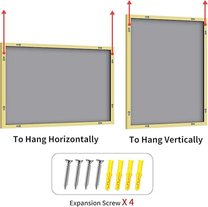 YIROMAN Bathroom Mirror 60"x40", Large Brushed Gold Bathroom Mirror for Over Sink with Aluminum Frame, Rectangular Vanity Mirror with Right Angle, Wall Mirror Hangs Horizontal or Vertical