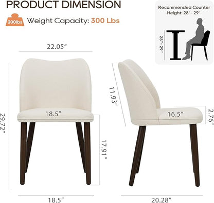 COLAMY Upholstered Dining Chairs Set of 2, Modern Fabric Dining Room Kitchen Side Chair with Padded Seat and Wood Legs for Restaurant/Cafe, Beige