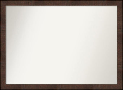 Amanti Art Brown Bathroom Mirror for Over Sink, 32x43 Wildwood Brown Rectangle Vanity Mirror, X-Large Country Rustic Frame, Hangs Horizonally and Vertically, Bathroom Wall Decor, Non-Beveled Edge