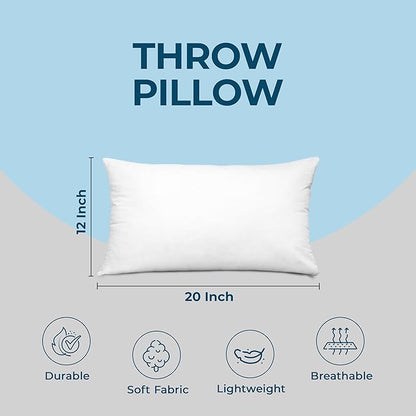 Utopia Bedding Throw Pillows (Set of 6, White), 12 x 20 Inches Pillows for Sofa, Bed and Couch Decorative Stuffer Pillow